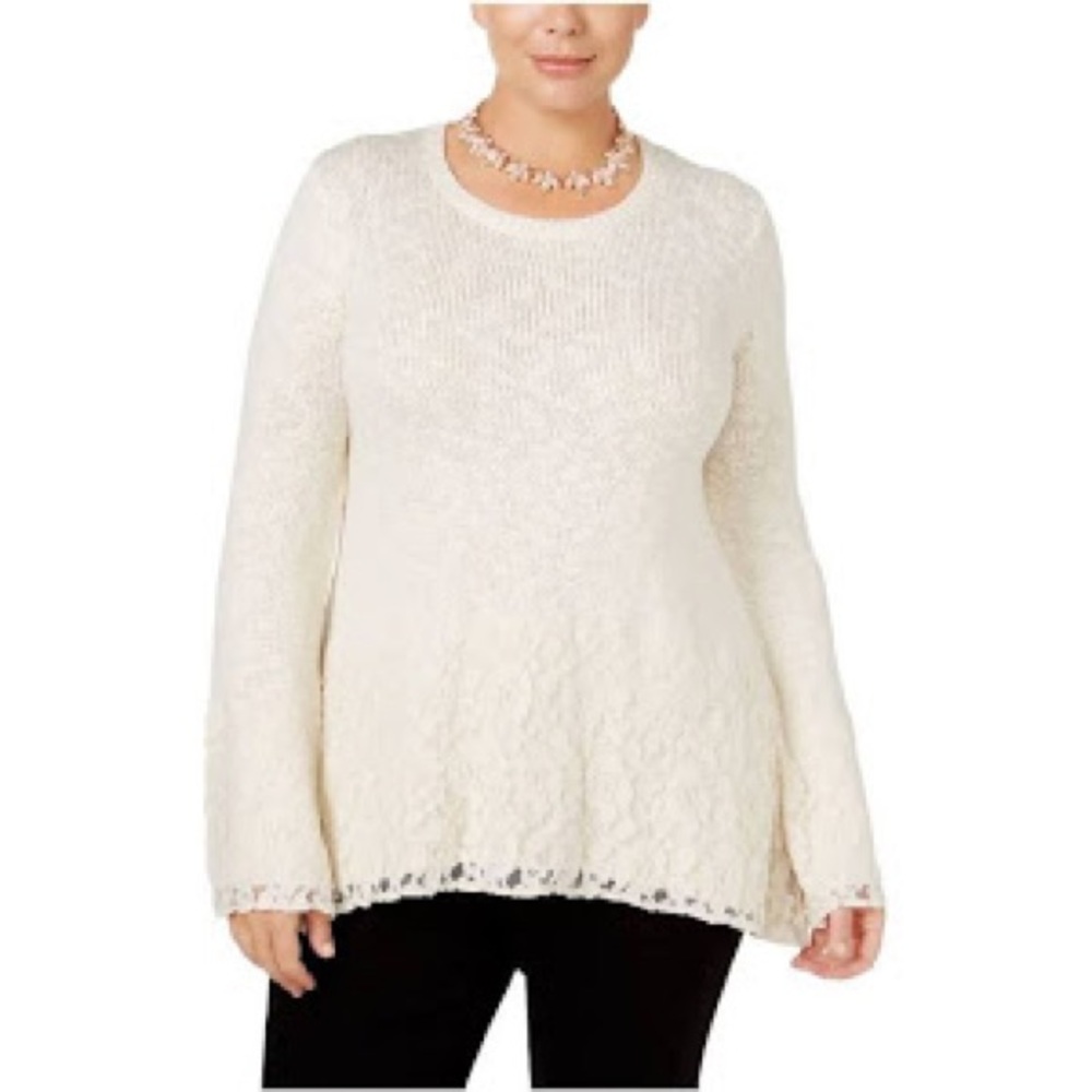 NEW Style &‎ Co Metallic Lace Trim Pullover Sweater